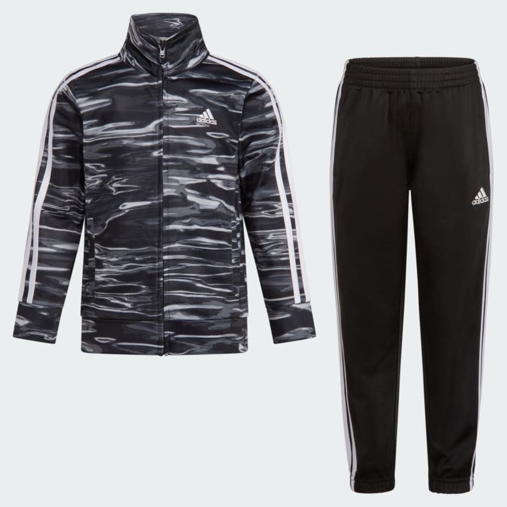 Adidas Boys 2-Piece AOP 3-Stripe Tricot Track Suit Size 5 Jacket + Jogger Pants